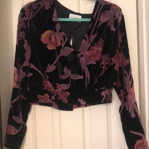 Velvet floral printed top